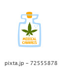 Glass with oil of medical cannabis lettering 72555878