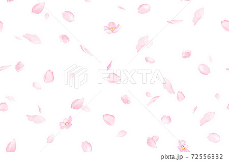 さくらと散る花びらのシームレスパターン背景 水彩イラスト のイラスト素材