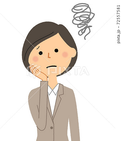 困るスーツの女性のイラスト素材