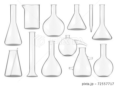 Glass Test Tubes Chemistry Flasks And Beakers Setのイラスト素材