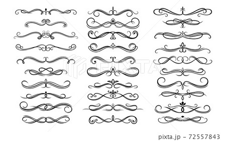 Dividers, borders, frame lines of floral ornaments 72557843