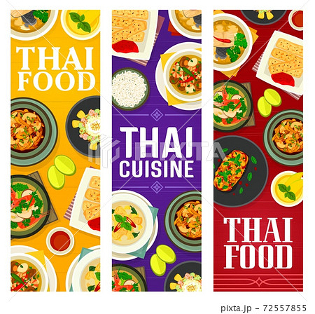 Thai food, Thailand cuisine vector banners set 72557855