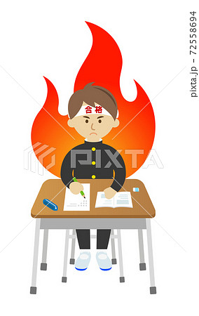 試験勉強を必死に頑張る学生のイラストイメージ 試験勉強を必死に頑張る学生のイラストイメージ 72558694