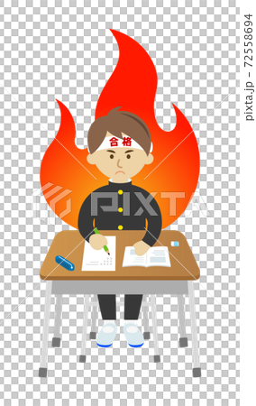 試験勉強を必死に頑張る学生のイラストイメージ 試験勉強を必死に頑張る学生のイラストイメージ 72558694