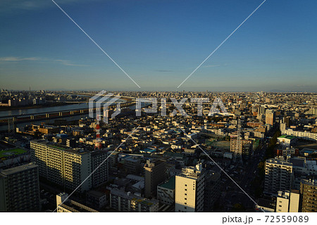 タワーホール船堀から見た荒川と埼玉方面の夕景 72559089