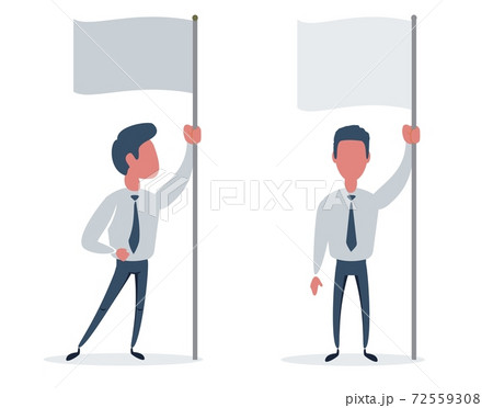 Man with blank flag Successful man waving blank flag. You can put your design on the flag 72559308