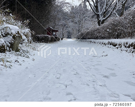 雪道と足跡 雪道と足跡 72560397
