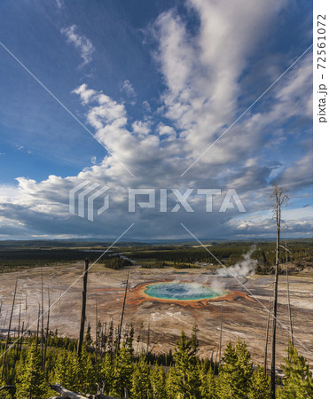 Grand Prismatic Spring Areal View from a nearby hill Grand Prismatic Spring Areal View from a nearby hill 72561072