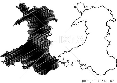 Walesh map vector illustration, scribble sketch Walesh