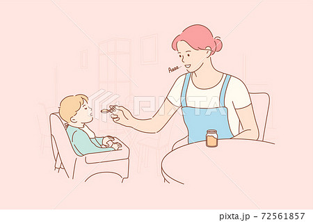 Motherhood, childhood, food, family concept Motherhood, childhood, food, family concept 72561857