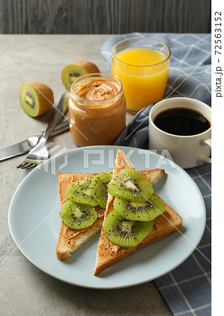 Concept of breakfast with toasts with avocado Concept of breakfast with toasts with avocado 72563152