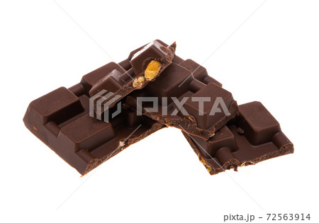 chocolate with nuts isolated chocolate with nuts isolated 72563914