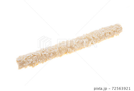wafer rolls with coconut flakes isolated 72563921