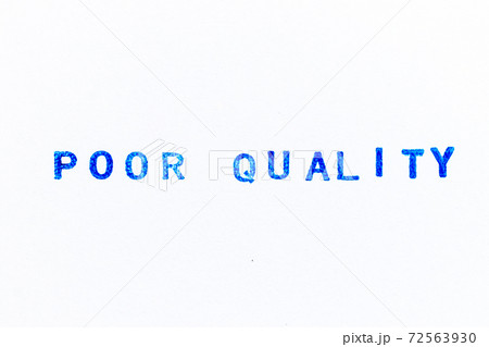 Blue color ink of rubber stamp in word poor quality on white paper background Blue color ink of rubber stamp in word poor quality on white paper background 72563930