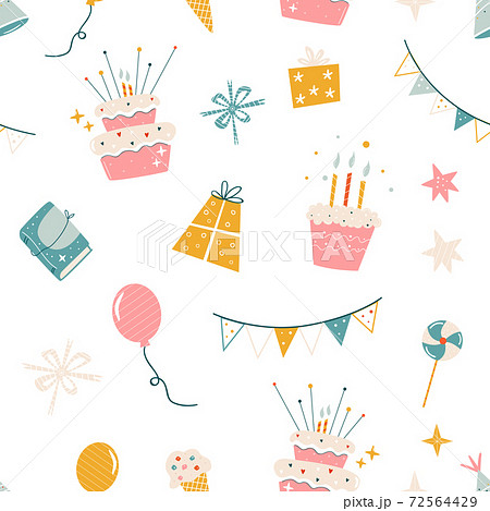 Festive seamless pattern with holiday elements and symbols Festive seamless pattern with holiday elements and symbols 72564429