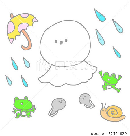 雨の日セット！てるてるぼうず、カエルなど 72564829