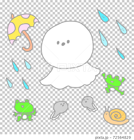 雨の日セット！てるてるぼうず、カエルなど 72564829