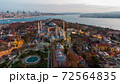 Turkey's largest city at dawn. Aerial view of Hagia Sophia mosque and view of Istanbul 72564835