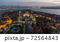 Turkey's largest city at dawn. Aerial view of Hagia Sophia mosque and view of Istanbul 72564843