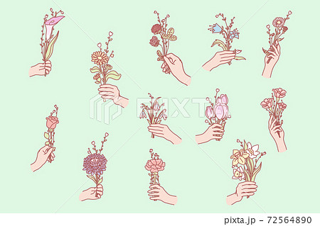 Bunch of flowers in hand Bunch of flowers in hand 72564890