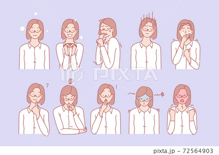 Womans emotions and facial expressions 72564903