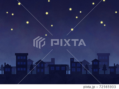 星空のデフォルメ夜景イメージのイラスト素材