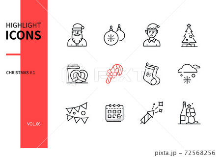 Christmas symbols - line design style icons set 72568256