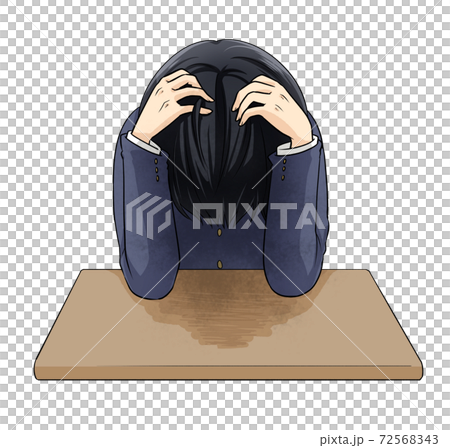 男學生抱著沮喪的頭 72568343