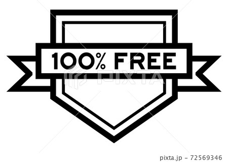 Vintage black color pentagon label banner with word 100 percent free on white background 72569346