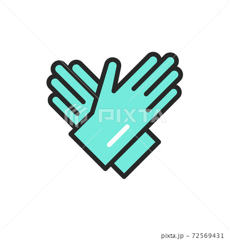 Rubber cleaning gloves color line icon. Isolated vector element. Rubber cleaning gloves color line icon. Isolated vector element. 72569431