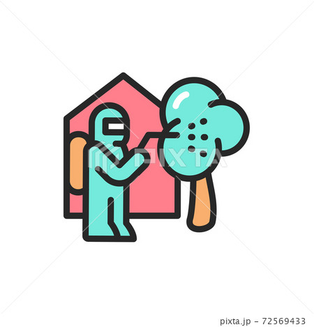 Street disinfection color line icon. Isolated vector element. Street disinfection color line icon. Isolated vector element. 72569433
