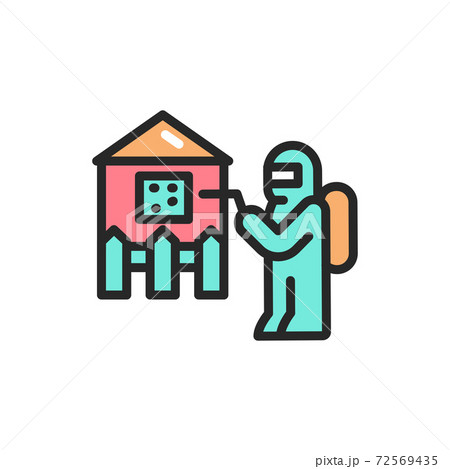 House disinfection color line icon. Isolated vector element. House disinfection color line icon. Isolated vector element. 72569435
