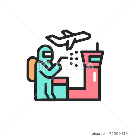 Airport disinfection color line icon. Isolated vector element. 72569439