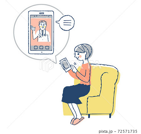 オンライン診療を受ける患者 72571735