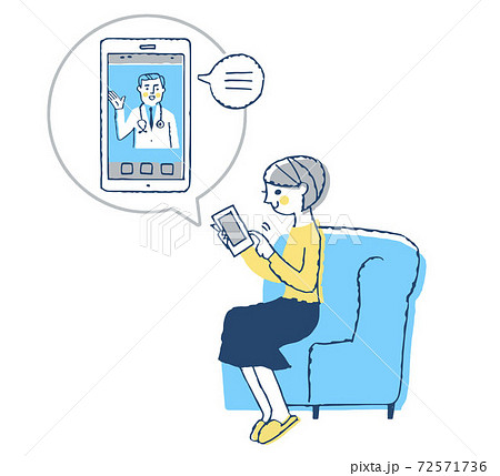 オンライン診療を受ける患者 72571736