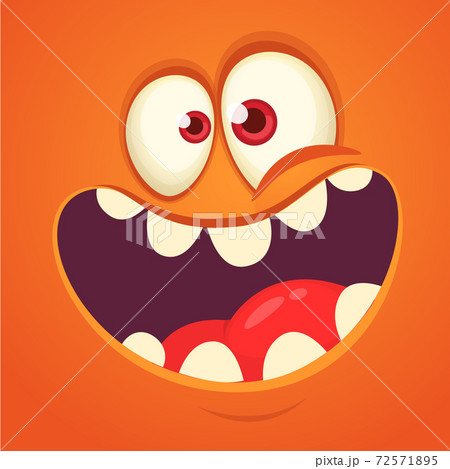 Funny cartoon monster face. Vector Halloween monster square avatar 72571895