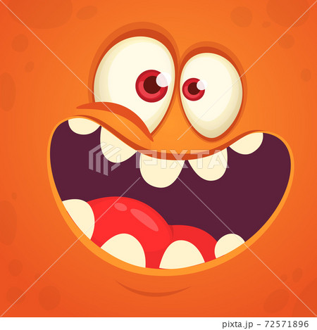 Funny cartoon monster face. Vector monster square Funny cartoon monster face. Vector monster square 72571896