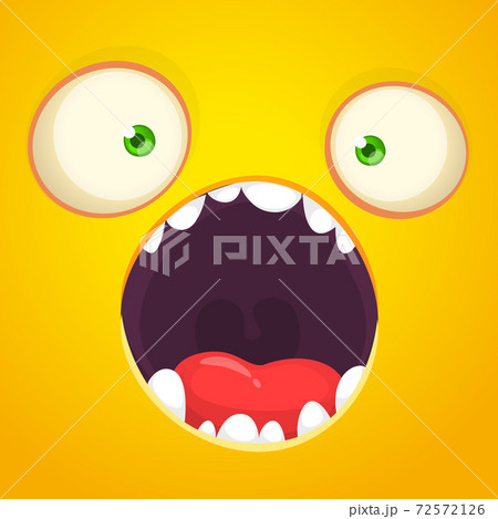 Funny cartoon monster face. Vector monster square Funny cartoon monster face. Vector monster square 72572126