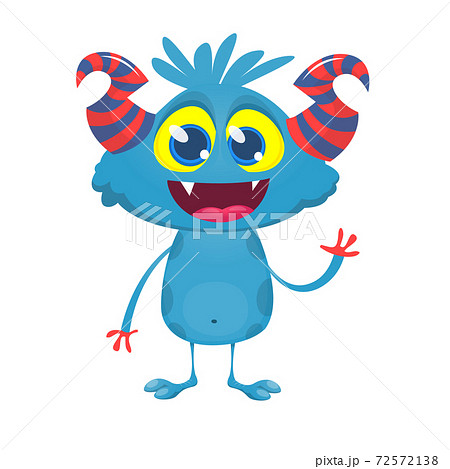 Angry cartoon monster. Vector illustration of funny horned monster character 72572138