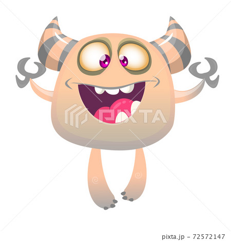 Angry cartoon monster. Vector illustration of funny horned monster character 72572147