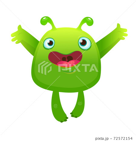 Angry cartoon monster. Vector illustration of funny horned monster character 72572154
