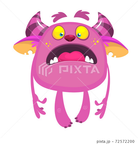 Angry cartoon monster. Vector illustration of funny horned monster character Angry cartoon monster. Vector illustration of funny horned monster character 72572200