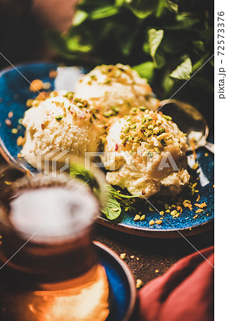 Turkish traditional dessert semolina helva with Turkish traditional dessert semolina helva with 72573376