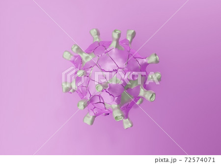 Cracked Coronavirus on pink background, Covid-19, victory over the disease concept, 3d render 72574071