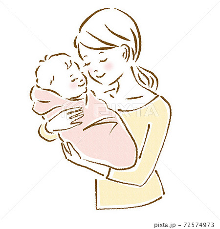 赤ちゃんを抱く女性 おくるみ のイラスト素材