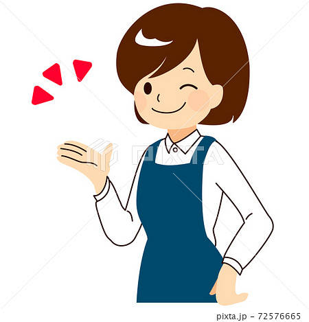 ポーズをつけるエプロンをつけた女性のベクターイラストのイラスト素材