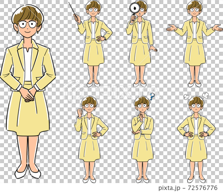 A set of 7 poses for a business woman wearing glasses A set of 7 poses for a business woman wearing glasses 72576776
