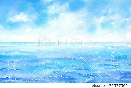 水彩画　海の絵 水彩画 海の絵 水彩 イラスト 海の絵 - ☆ハッピーカラー
