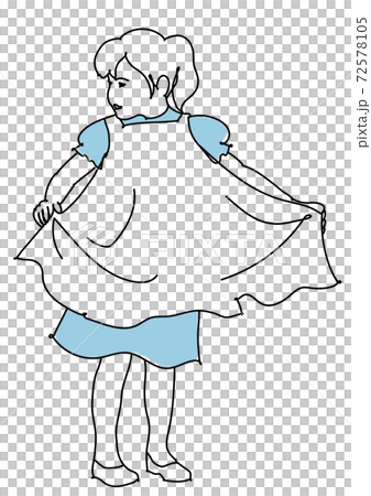 エプロンを広げる幼い少女 線画 エプロンを広げる幼い少女 線画 72578105