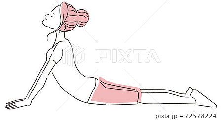 手描き1color ストレッチ 若い女性 全身 上体そらしのイラスト素材